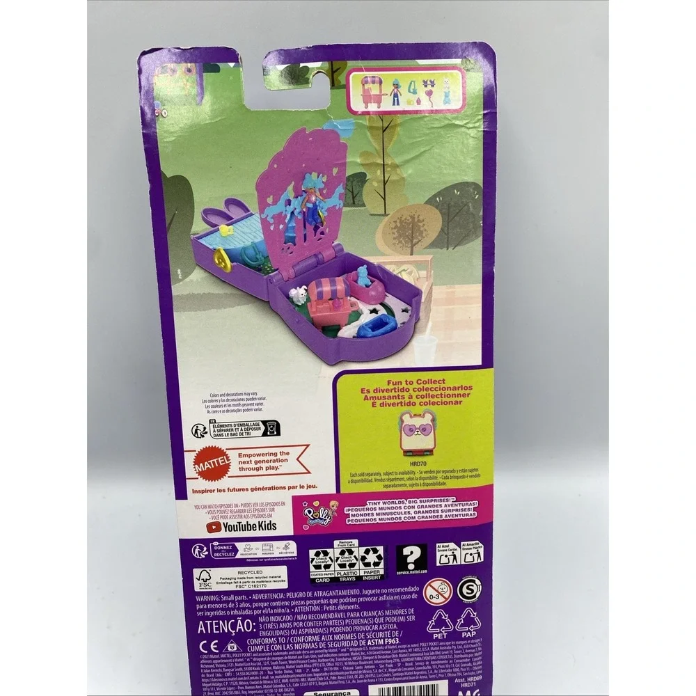 Polly Pocket‎ Bunny Carnival Compact Mini Playset and Travel Toy with Food NEW